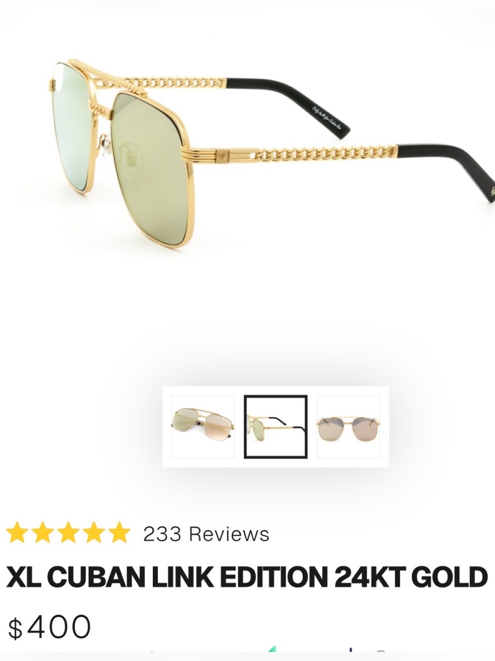 Vintage Frames XL Cuban Link Edition 24KT Gold
